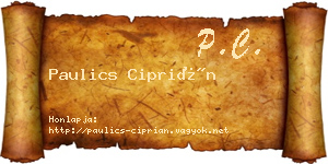 Paulics Ciprián névjegykártya